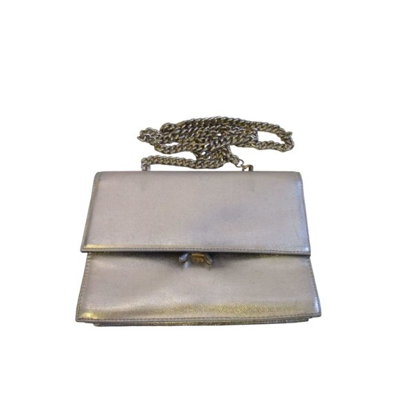 *Stunning Vintage Gold Metallic Boxy Evening Shoulder Bag - Picture 4 of 9